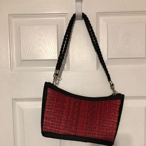 Trendy Straw Purse Red Black Baskets of Cambodia